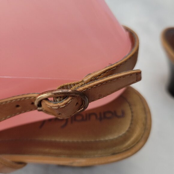Naturalizer Leather Sandals Natural Soul sz 8 Caramel Shoes slingback Pelican - Picture 10 of 13